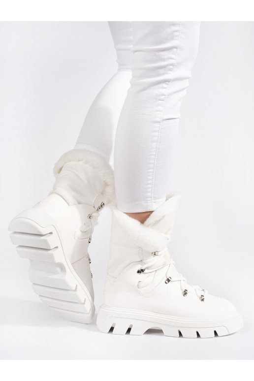 baltas krāsas  Sieviešu sniega zābaki ar kažokādu ar platformu