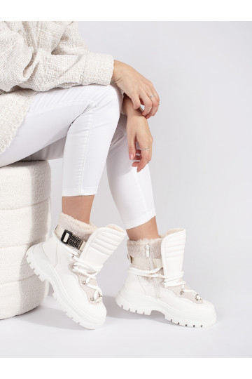 baltas krāsas Sieviešu sniega zābaki ar kažokādu  2