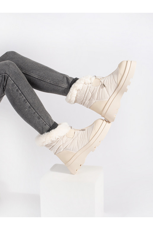 smilšu krāsas Sieviešu sniega zābaki z melna krāsam  ar platformu