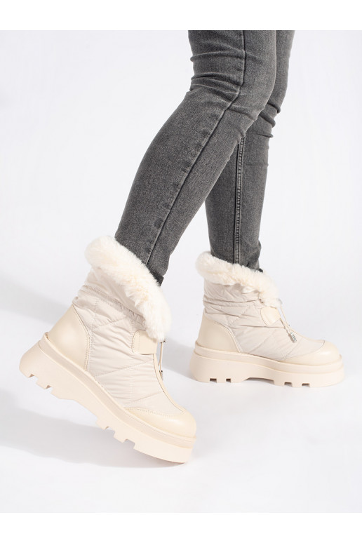 smilšu krāsas Sieviešu sniega zābaki z melna krāsam  ar platformu