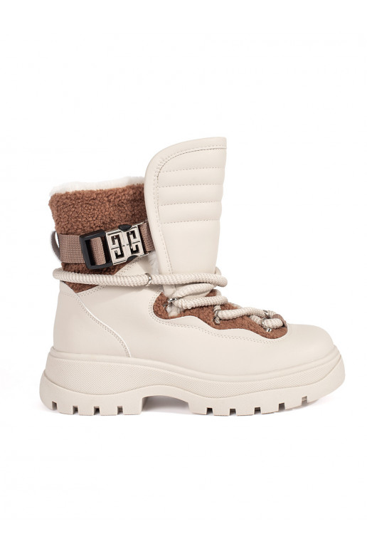 smilšu krāsas Sieviešu sniega zābaki ar kažokādu 