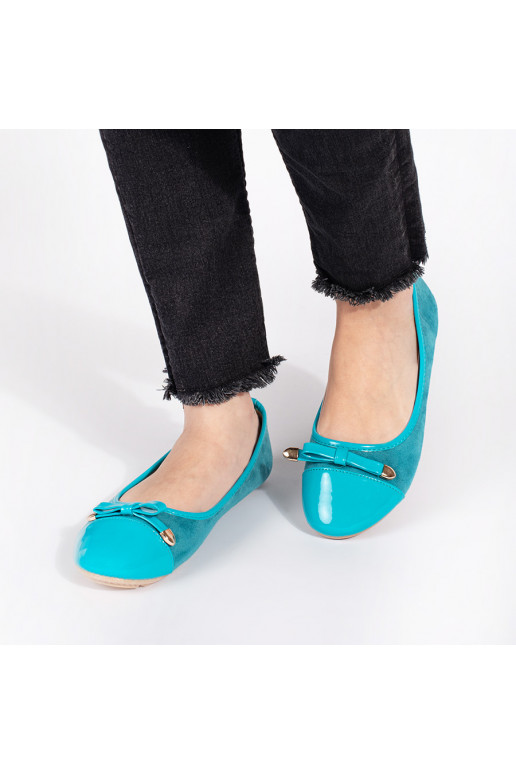 Zilas krāsas  balerīnas z lakierowanym noskiem