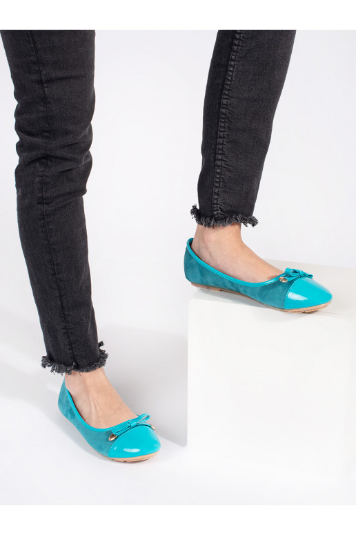 Zilas krāsas  balerīnas z lakierowanym noskiem