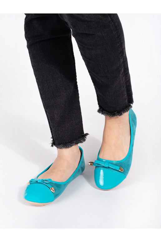 Zilas krāsas  balerīnas z lakierowanym noskiem