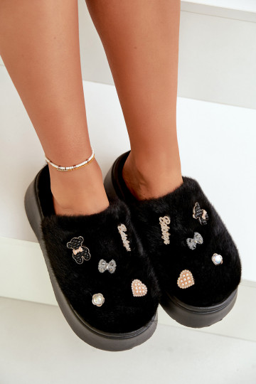  Čības  ar masīvu zoli Z Przypinkami Melns Zintoria