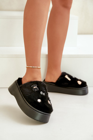  Čības  ar masīvu zoli Z Przypinkami Melns Zintoria 2