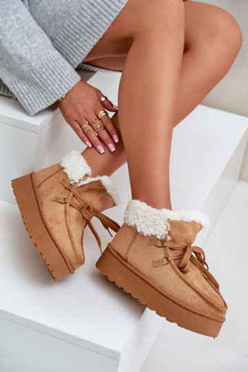 sniega apavi  ar platformu ar kažokādu Typu Branek brūnas krāsas Ciabellae