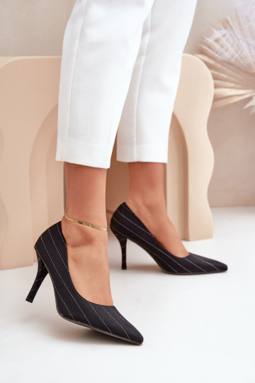 Auduma augstpapēžu kurpes  ar svītrām Melns Tifidra 2