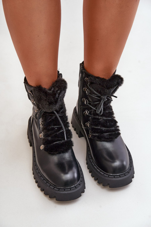 siltināti Sieviešu puszābaki apavi  no eko ādas Melns Willatta siltināti Sieviešu puszābaki apavi  no eko ādas Melns Willatta