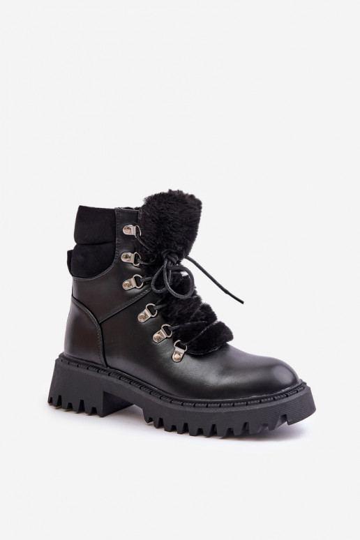 siltināti Sieviešu puszābaki apavi  no eko ādas Melns Willatta siltināti Sieviešu puszābaki apavi  no eko ādas Melns Willatta