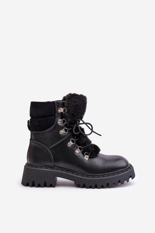 siltināti Sieviešu puszābaki apavi  no eko ādas Melns Willatta siltināti Sieviešu puszābaki apavi  no eko ādas Melns Willatta