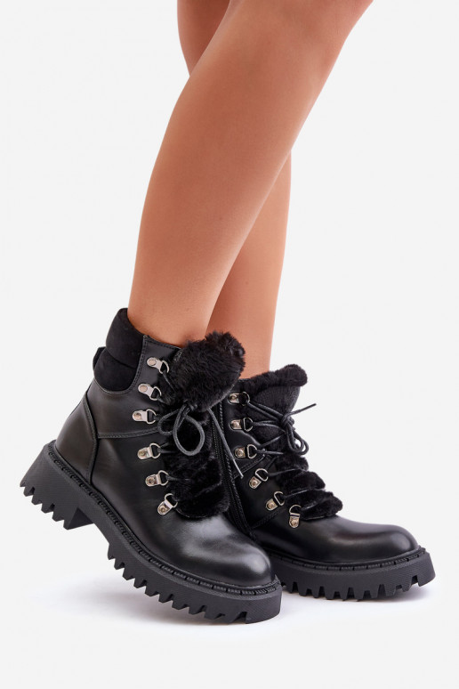 siltināti Sieviešu puszābaki apavi  no eko ādas Melns Willatta siltināti Sieviešu puszābaki apavi  no eko ādas Melns Willatta