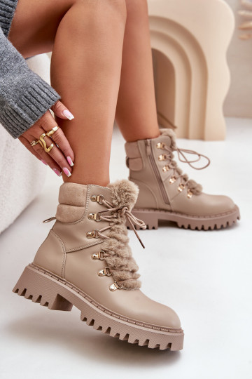 siltināti Sieviešu puszābaki apavi  no eko ādas smilšu krāsas Willatta