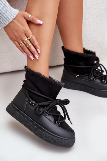 sniega apavi  ar platformu siltināti ar kažokādu Melns Aziara