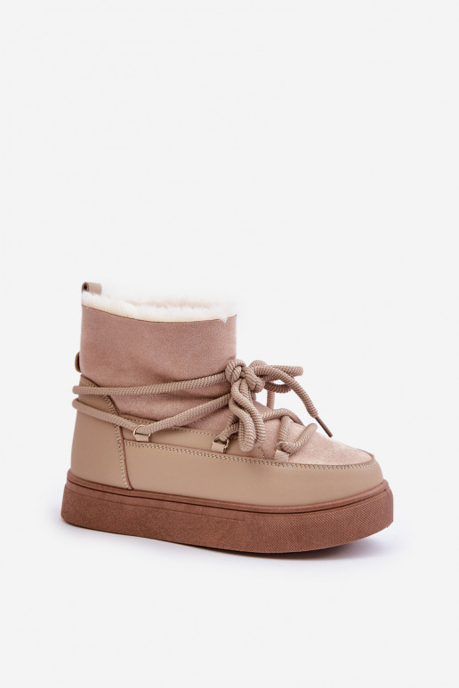 sniega apavi  ar platformu siltināti ar kažokādu smilšu krāsas Aziara