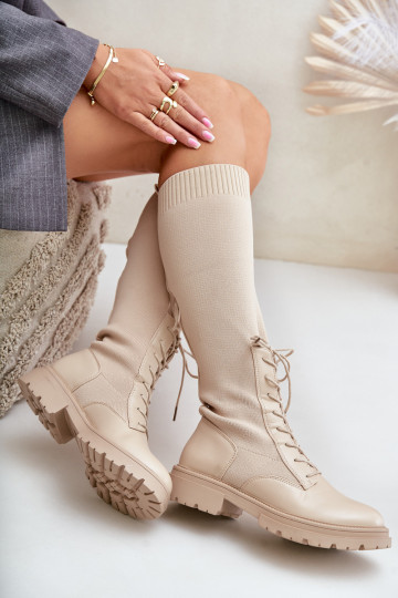  garie zābaki Ze Skarpetkową Cholewką smilšu krāsas Iranel