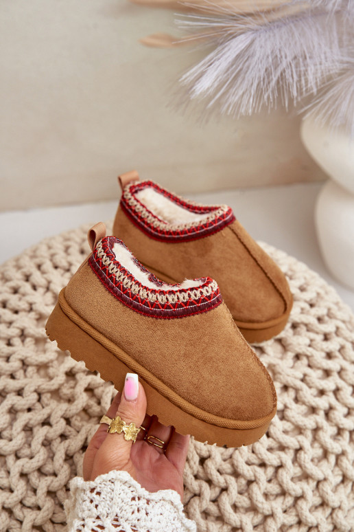 sniega apavi Sieviešu puszābaki Bērnu apavi ar platformu siltināti ar kažokādu brūnas krāsas Vilabria sniega apavi Sieviešu puszābaki Bērnu apavi ar platformu siltināti ar kažokādu brūnas krāsas Vilabria