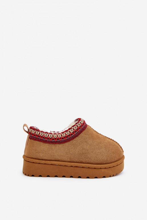 sniega apavi Sieviešu puszābaki Bērnu apavi ar platformu siltināti ar kažokādu brūnas krāsas Vilabria sniega apavi Sieviešu puszābaki Bērnu apavi ar platformu siltināti ar kažokādu brūnas krāsas Vilabria