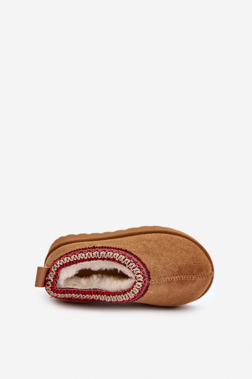 sniega apavi Sieviešu puszābaki Bērnu apavi ar platformu siltināti ar kažokādu brūnas krāsas Vilabria sniega apavi Sieviešu puszābaki Bērnu apavi ar platformu siltināti ar kažokādu brūnas krāsas Vilabria