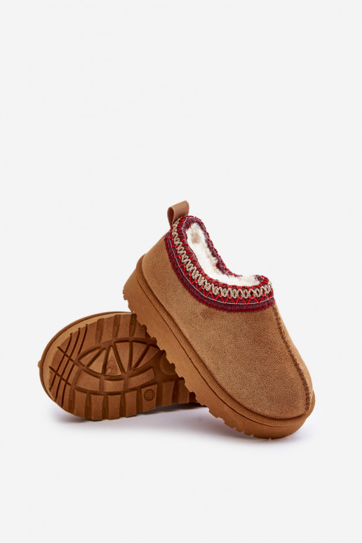 sniega apavi Sieviešu puszābaki Bērnu apavi ar platformu siltināti ar kažokādu brūnas krāsas Vilabria sniega apavi Sieviešu puszābaki Bērnu apavi ar platformu siltināti ar kažokādu brūnas krāsas Vilabria