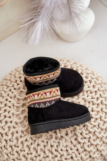  sniega apavi Bērnu apavi ar rakstiem siltināti ar kažokādu Melns Mirirae 2