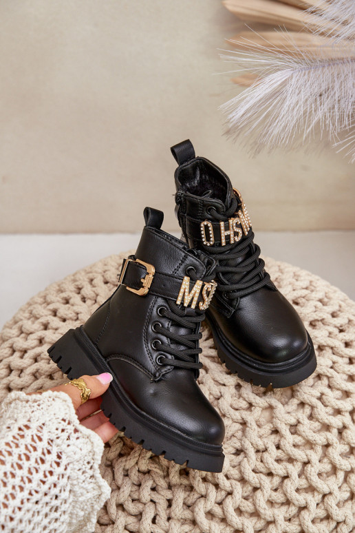 Sieviešu puszābaki Bērnu Eko   siltināti ar dekorētiem papēžiem Melns Gilian