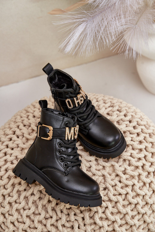 Sieviešu puszābaki Bērnu Eko   siltināti ar dekorētiem papēžiem Melns Gilian