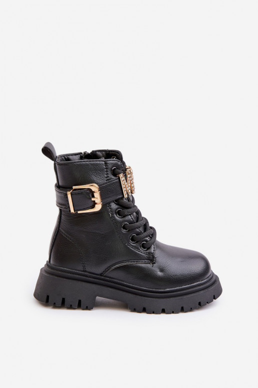 Sieviešu puszābaki Bērnu Eko   siltināti ar dekorētiem papēžiem Melns Gilian