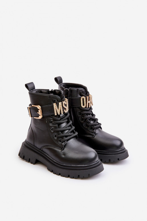 Sieviešu puszābaki Bērnu Eko   siltināti ar dekorētiem papēžiem Melns Gilian