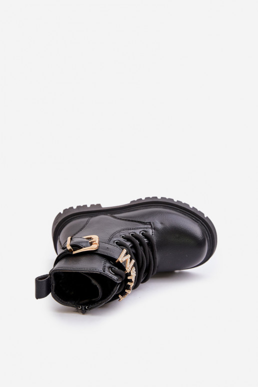 Sieviešu puszābaki Bērnu Eko   siltināti ar dekorētiem papēžiem Melns Gilian