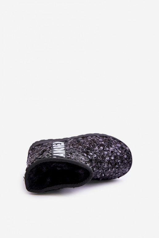 Sniega apavi Sieviešu puszābaki siltināti ar zvīņām melnas krāsas Rebbica Sniega apavi Sieviešu puszābaki siltināti ar zvīņām melnas krāsas Rebbica