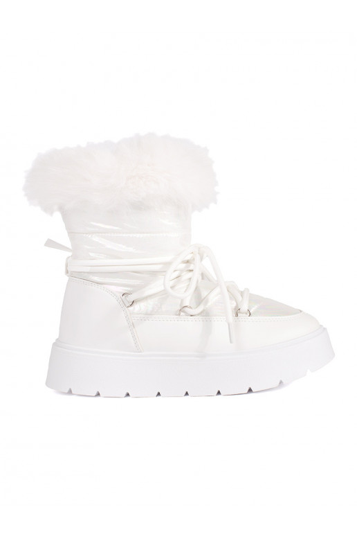 baltas krāsas Sieviešu sniega zābaki ar kažokādu 