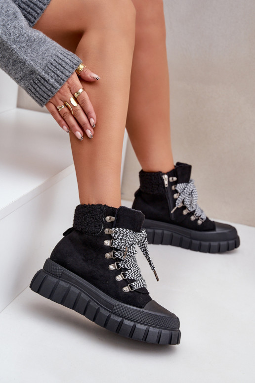 siltināti Sieviešu puszābaki apavi ar platformu Melns Alcyhen  siltināti Sieviešu puszābaki apavi ar platformu Melns Alcyhen