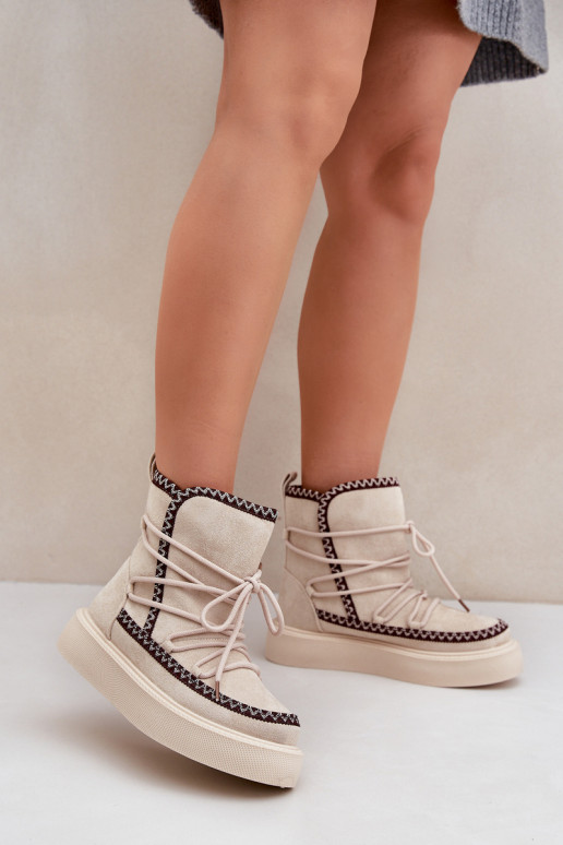 sniega apavi  Z Haftem ar platformu Ziloņkaula krāsas Naleris sniega apavi  Z Haftem ar platformu Ziloņkaula krāsas Naleris