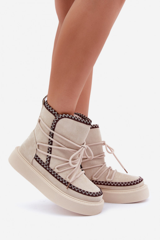 sniega apavi  Z Haftem ar platformu Ziloņkaula krāsas Naleris sniega apavi  Z Haftem ar platformu Ziloņkaula krāsas Naleris