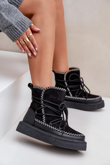 sniega apavi  Z Haftem ar platformu Melns Naleris