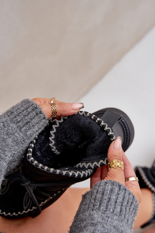 sniega apavi  Z Haftem ar platformu Melns Naleris sniega apavi  Z Haftem ar platformu Melns Naleris