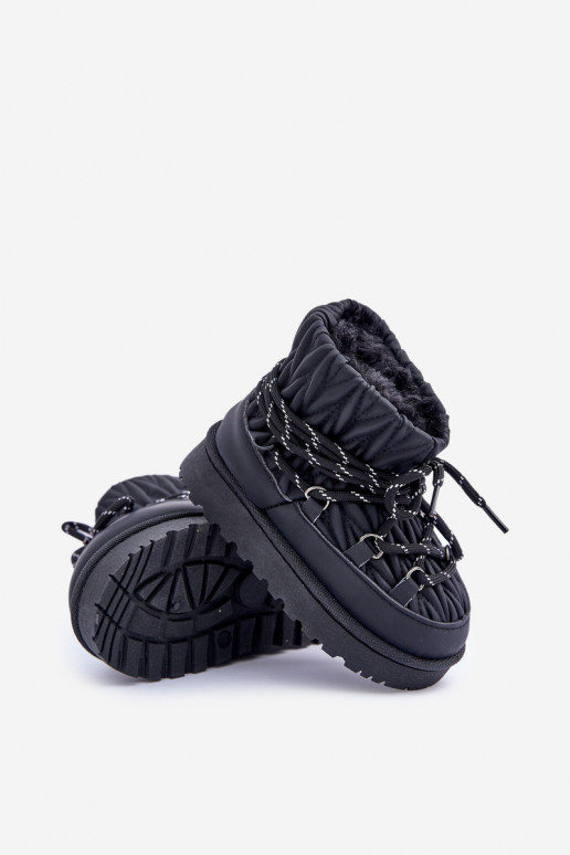 sniega apavi Bērnu apavi siltināti Grubym ar kažokādu Melns Nastira sniega apavi Bērnu apavi siltināti Grubym ar kažokādu Melns Nastira