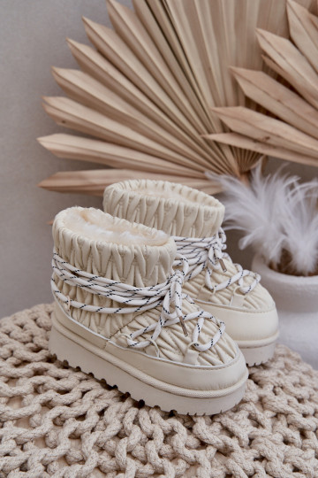 sniega apavi Bērnu apavi siltināti Grubym ar kažokādu Ziloņkaula krāsas Nastira