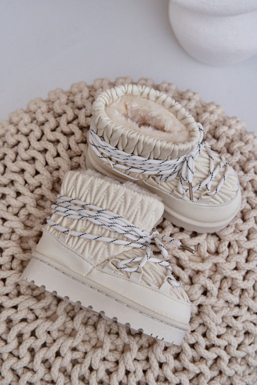 sniega apavi Bērnu apavi siltināti Grubym ar kažokādu Ziloņkaula krāsas Nastira sniega apavi Bērnu apavi siltināti Grubym ar kažokādu Ziloņkaula krāsas Nastira