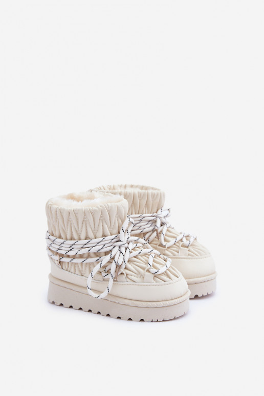 sniega apavi Bērnu apavi siltināti Grubym ar kažokādu Ziloņkaula krāsas Nastira sniega apavi Bērnu apavi siltināti Grubym ar kažokādu Ziloņkaula krāsas Nastira