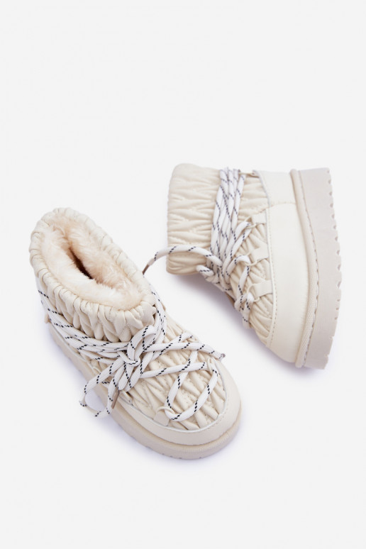 sniega apavi Bērnu apavi siltināti Grubym ar kažokādu Ziloņkaula krāsas Nastira sniega apavi Bērnu apavi siltināti Grubym ar kažokādu Ziloņkaula krāsas Nastira