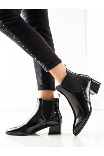 Eleganta stila Sieviešu zābaki Shelovet Melnas krāsas 2