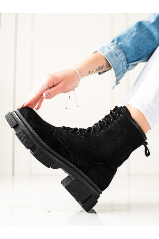 zamšādas melnas krāsas puszābaki