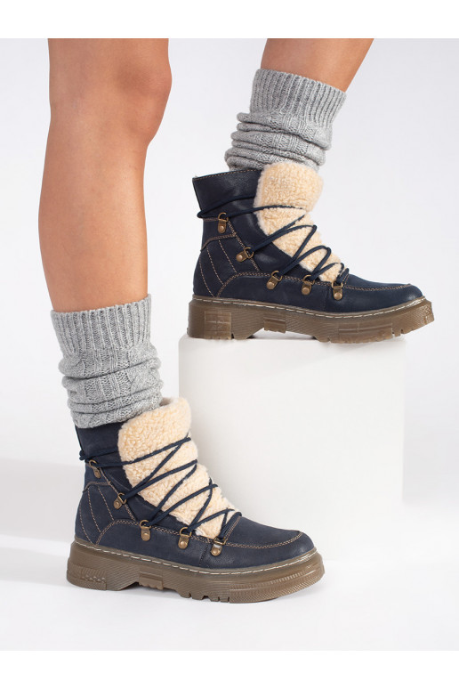 tumši zilas krāsas  zābaki  ar kažokādu typu baranek tumši zilas krāsas  zābaki  ar kažokādu typu baranek