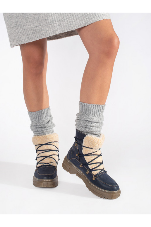 tumši zilas krāsas  zābaki  ar kažokādu typu baranek tumši zilas krāsas  zābaki  ar kažokādu typu baranek