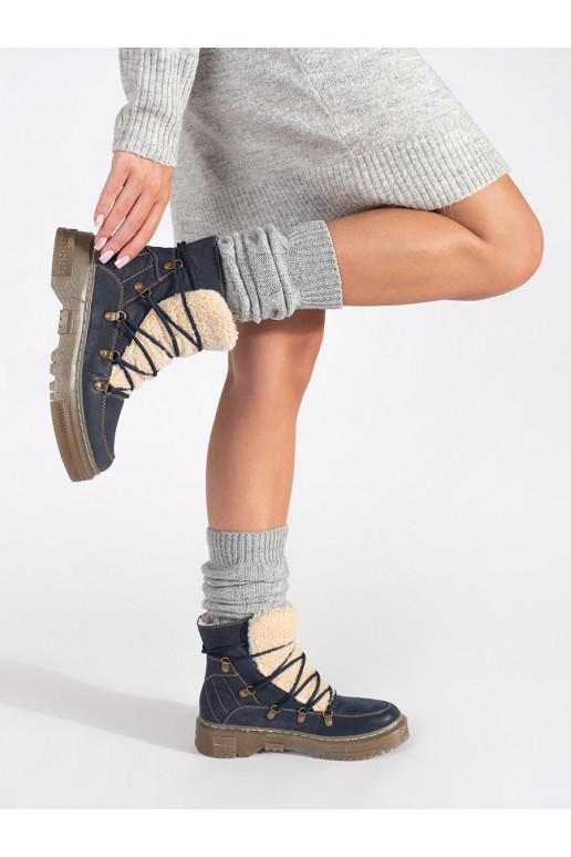 tumši zilas krāsas  zābaki  ar kažokādu typu baranek tumši zilas krāsas  zābaki  ar kažokādu typu baranek