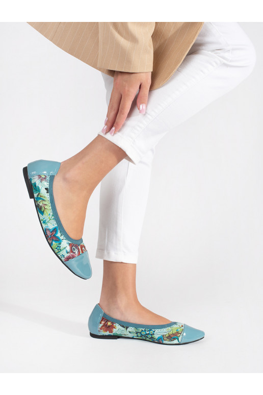 Balerīnas kwiatowy wzór z lakierowanym noskiem