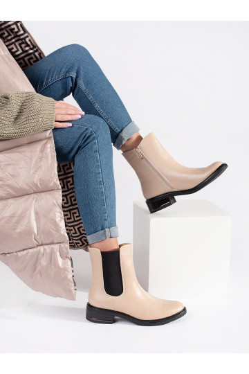 Ziloņkaula krāsas zābaki  z elastyczną wstawką 2