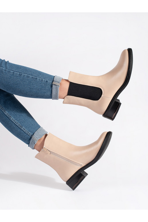 Ziloņkaula krāsas zābaki  z elastyczną wstawką